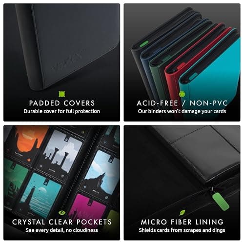 Vault X 12 Pocket Trading Card Zip Binder, 480 cards, Premium Exo-Tec Album Material, 20 Side-Loading Pages, Folder for Collectible Card Games, Sports, TCG (Black) thumbnail 5
