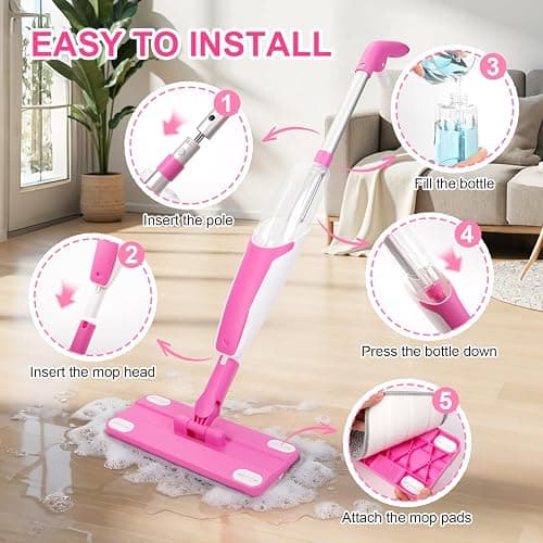 CYYSFIVQZ Kids Spray Mop, Toddler Cleaning Set with Real Water Sprayer, 2 Washable Mop Pads & Storage Clip, Pretend Play Montessori Housekeeping Toys for Boys Girls Ages 3 4 5 6 7 8 thumbnail 4