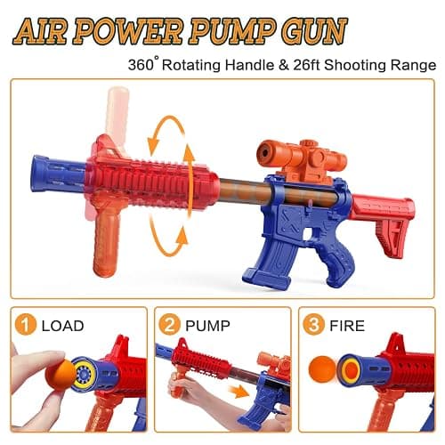 Marlrin Shooting Games Toys for Age 5 6 7 8 9 10+ Year Old Boys, Kids Toy Sports & Outdoor Game with Moving Shooting Target & 2 Popper Air Toy Guns & 24 Foam Balls, Gifts for Boys and Girls thumbnail 6