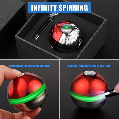 Luminous Fidget Spinner Toy Sphere Metal, Sensory Spinner Gyro Gadget, Finger Hand Desk Toy, Christmas Stocking Stuffer Gift for Boys Girls, Stress Anxiety Relief Keep Clam Focus for Kid Adult thumbnail 6