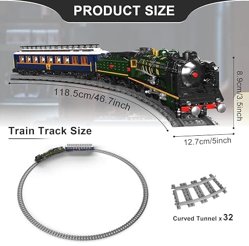 Mould King Orient Express Steam Locomotive Train Building Kit with LED Lighting, Remote/App Control Passenger Toy Block Set, Train Model with Motors and Tracks for Adults Kids(3898 PCS) thumbnail 3