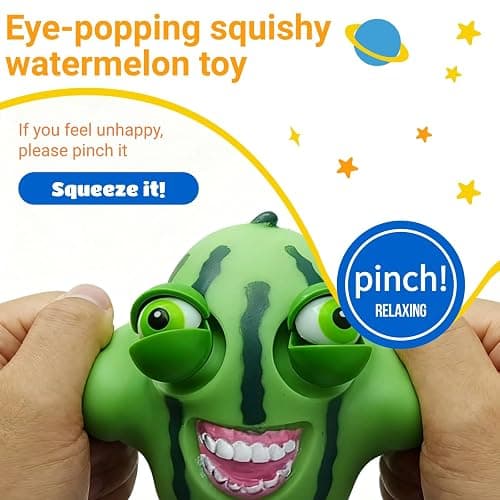 2 PCS Squishy Watermelon Stress-Relief Fidget Toys, Mini Cute Squeeze Toys， Perfect for Office Desk Toys, Party Decorations, Various Bag Fillers (Yellow and Green) thumbnail 3