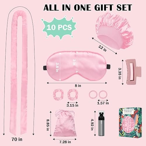 Gwabee Satin Heatless Curls Overnight Hair Curlers to Sleep In Hair Curler Rollers No Heat Hair Wrap for Curls Headband, 70" Satin Heatless Curling Rod Set for Women Long Waves Hair Volume-Pink 10PCS thumbnail 5