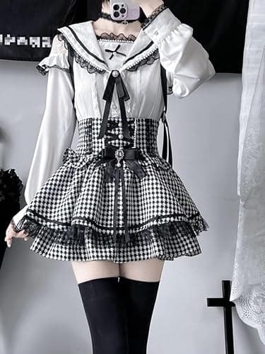 Pokn Lolita Shirts Jirai Kei Fashion Kawaii Clothing Cutecore Shirts Women Lace Mesh Sheer Short Sleeve Blouse Gothic thumbnail 2