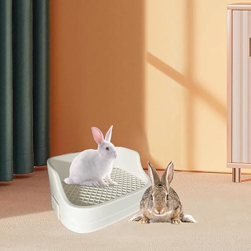 Tfwadmx Rabbit Litter Box Bunny Potty Training Litter Boxes Guinea Pig Corner Bedding Box Small Animal Toilet for Ferret,Chinchilla,Galesaur(White) thumbnail 7
