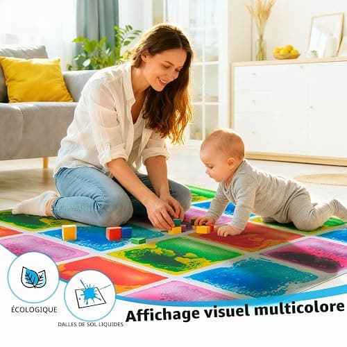 Art3d Lot de 4 Dalles de Sol Sensorielles Liquides | 30 x 30 cm,pour Salle de Jeux et Piste de Danse,Carrés,Multicolore thumbnail 5