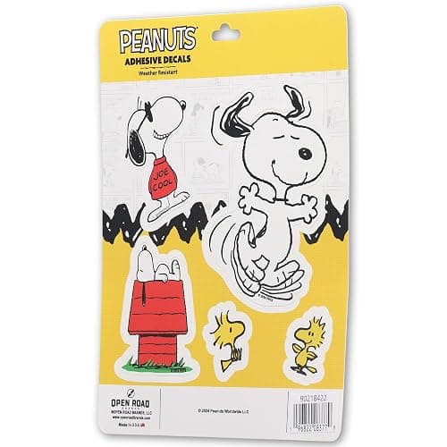 Peanuts Snoopy Adhesive Vinyl Decals - Fun Set of Snoopy Stickers for Car, Window, Water Bottle or Laptop thumbnail 3