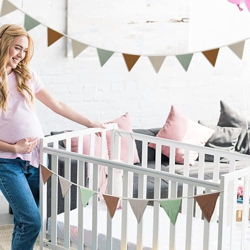 Oudain 2 Pcs Pennant Banner Flags Nursery Garland Triangle Bunting Flags Playroom Wall Decor Banner for Nursery Baby Shower Birthday Boho Wedding Party Event, Each 7.75 ft(Retro Color) thumbnail 5