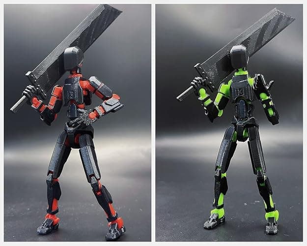 T13 New Action Figure Set (Assembly Completed), 3D Printed Multi-Jointed Movable Titan 13 Dummy Lucky 13 Mobile Robot, Nova 13 Action Figures Desktop Decorations for Game Lovers Toy (Black Red Green） thumbnail 5