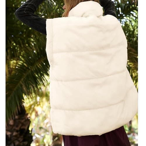 Songling Womens Oversized Puffer Vest Stand Collar Full Zip Sleeveless Bubble Puffer Vest Quilted Padded Warm Coat Outwear thumbnail 6