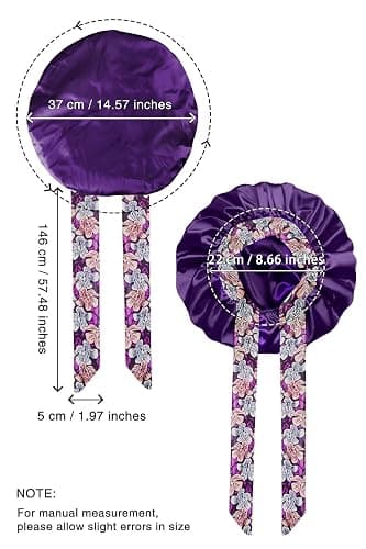 Vettres Double Layer Silk Bonnet with Tie Satin Lined Sleep Cap Hair Cover for Women's Curly Braids Natural Hair thumbnail 4