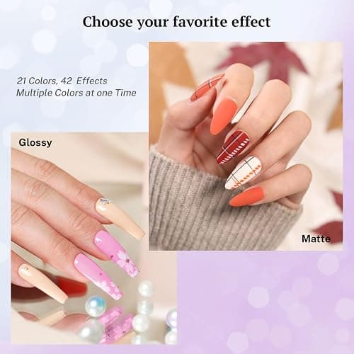 phoenixy 24 PCS Gel Nail Polish Set, Spring 21 Colors 7ml Gel Nail Polish Kit with Base Glossy Matte Top Coat Black Gray Red Nail Kit Gifts for Women thumbnail 5