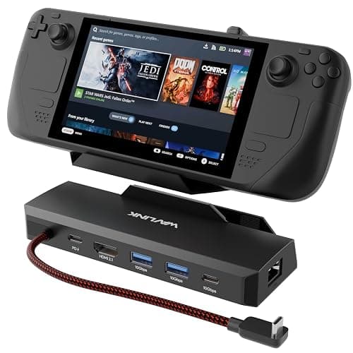 WAVLINK Steam Deck Dock, Station d'accueil 6-in-1 pour Steam Deck/ROG Ally avec HDMI 2.1 4K@144Hz, 100W PD in, 3X 10G USB 3.2, Gigabit RJ45 - Image 1