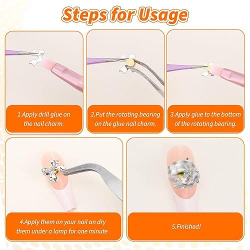 30 PCS Rotating Nail Charms Nail Art Rotating Charm Bearing for Nails Art Designs, Jewelry Rotat Tools for Women DIY Crafting Jewelry Accessories, Gold thumbnail 4
