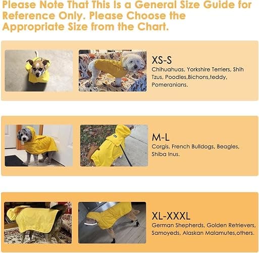 Lukovee Dog Raincoat, Adjustable Dog Rain Jacket with Clear Hooded Double Layer for Large Medium Small Dogs Puppies, Waterproof Rain Coat Poncho with Reflective Storage Pocket & Rim (Yellow, L) thumbnail 8