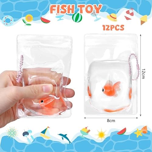 Meooeck 12 Pcs Stress Relief Cute and Fun Animal Toys for Birthday Party Christmas Stocking Stuffer Supplies Favors and Decorations for Boys and Girls(Orange,Goldfish) thumbnail 3
