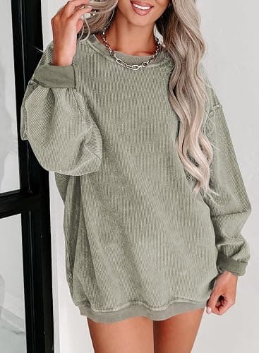 SHEWIN Women Casual Oversized Long Sleeve Crewneck Sweatshirts Pullover Tops, S-XXL thumbnail 3