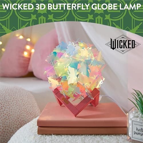 Wicked The Movie 3D Iridescent Butterfly Accent Lamp and Tabletop Night Light with Wood Base thumbnail 4