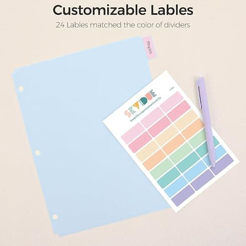 SKYDUE Binder Dividers with Tabs for Letter Size, 8-Tab Write & Erase Plastic Dividers for 3 Ring Binder, Writable & Reusable Binder Dividers for School, Office and Home thumbnail 8