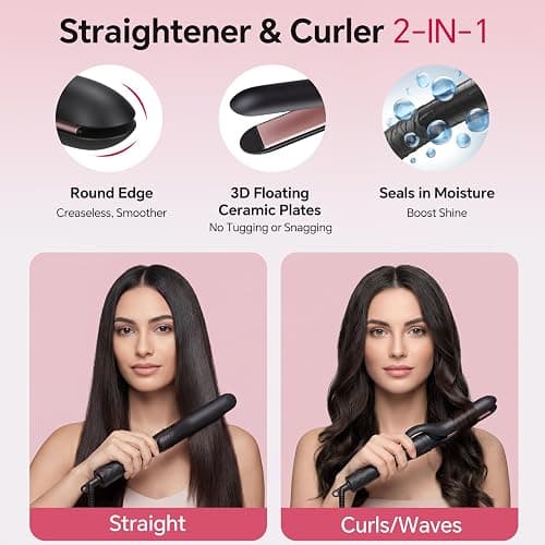 YEGUBEGU 3 in 1 Curling Iron Set with Flat Iron Hair Straightener | Ceramic Wand Curler with 14 Temps & LCD Display for Short Long Hair, Dual Voltage for Travel, for Natural Waves, Spiral Curls thumbnail 3