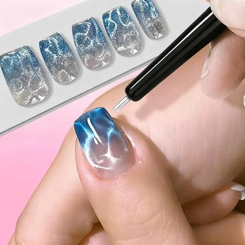 YECIRALA 2 Pcs Cat Eye Magnets For Nails, Pink Double-Side Cylinder Nail Magnet With Big Bead Magnet And Black Point Magnet Pen For Cat Eye Gel Polish, Multi-Functional Cateye Magnets For Nails thumbnail 6