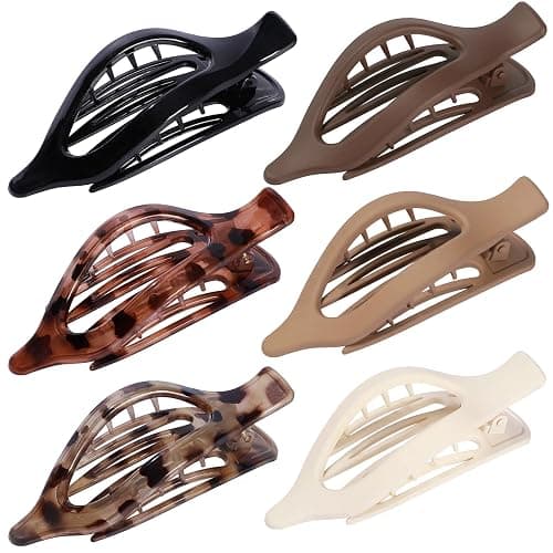 Flat Hair Clips for Women - 6 PCS French Flat Claw Clips Medium Hair Clips for Girls Large Hair Claw Clips for Thick or Thin Hair Strong Hold No Slip Hair Accessories for women (Transparent) thumbnail 8