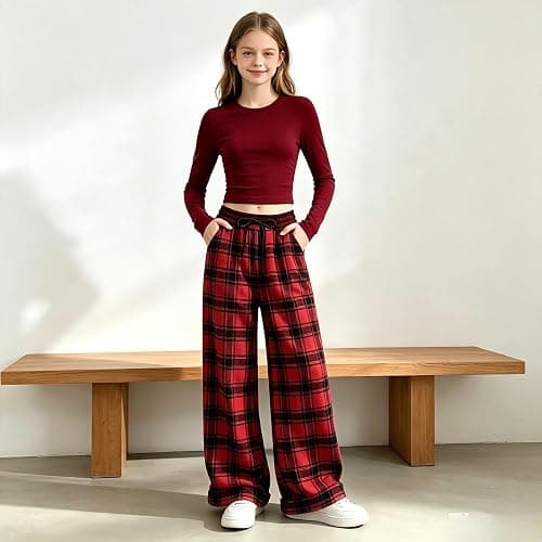 Voxikodex Girls Clothes 2 Piece Long Sleeve Shirt & Plaid Pants Teen Girls Fall Outfits 9-16Y thumbnail 7