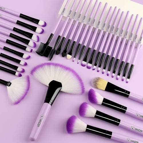 Make up Brushes, VANDER Professional 32pcs Makeup Brush Set, Makeup Brushes Set Foundation Blending Cosmetic Brush Set Kit,Purple thumbnail 4