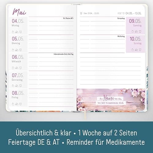 Häfft® Großdruck-Kalender 2026 mit extra großer Schrift & Zahlen - Hardcover Wochenplaner "Hibiskus" - nachhaltig & klimafreundlich thumbnail 3