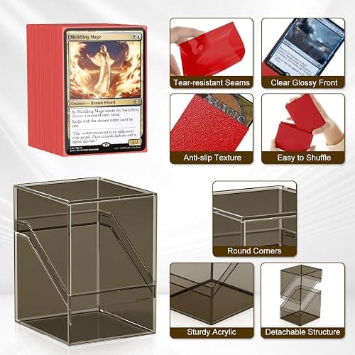 6 Pack Card Deck Cases, Commander Deck Boxes with 600Pcs Card Sleeves and Dividers, Standard Size Cards Storage Box Perfect Fit for MTG, Sport, Trading Cards (6 colors) thumbnail 4