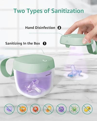 GROWNSY Pacifier Sanitizer Portable, UV Light Sanitizer on The Go, USB Charging Sanitizer Case, Mini Pacifier Sanitizer 99.99% Cleaned in 59 Seconds (Green) thumbnail 5