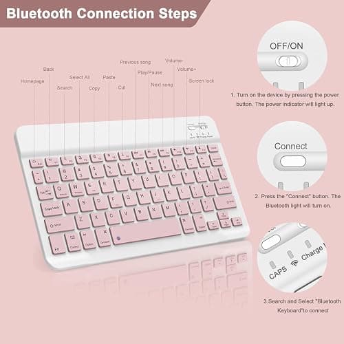 NOOX Bluetooth Keyboard for iPad A16 11th 10th Generation, iPad Pro 13/12/11/10/9/8/7 inch, iPad Air 13/11th Gen, iPad mini Tablets, etc. - Slim Wireless Portable Travel Office Computer Accessories thumbnail 5