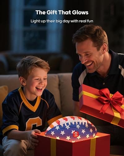 QPAU 9" Glow in The Dark Football (Size 3, 1 Pack), Light Up Youth Football with Pump & Batteries, Outdoor Toys & Games for Boys Girls, Birthday Gifts for Kids and Teens thumbnail 6