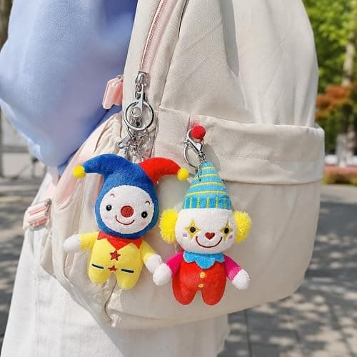 LUOZZY 2 Pcs Plush Stuffed Clown Doll Keychain for Backpack Bag Charms | Plush Clown Keyring Bag Pendant, Soft Clown Doll Keyrings for Backpacks, Purses, Circus Theme Parties, Carnival Decor thumbnail 3