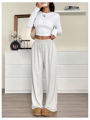 SOLY HUX Women's Drawstring Sweatpants High Waisted Wide Leg Baggy Casual Pants thumbnail 5