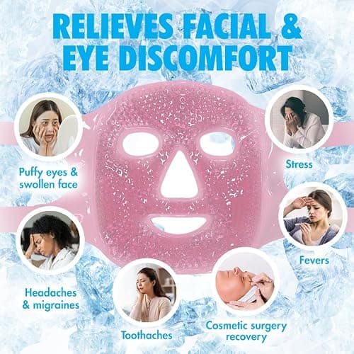 Perfect Remedy Face Ice Pack, Reusable Hot & Cold Ice Face Mask, Gel Compress for Helping with Puffy Eyes and Swelling Conditions, Facial Spa Cooling Mask for Women and Men (Pink) thumbnail 4