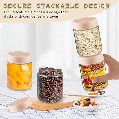 4 Pack Glass Jar With Airtight Lids Overnight Oats Containers With Lids Mason Jars Food Storage Containers For Yogurt Snacks Sugar Spice And More (Pink, 500ml/16.7oz) thumbnail 5