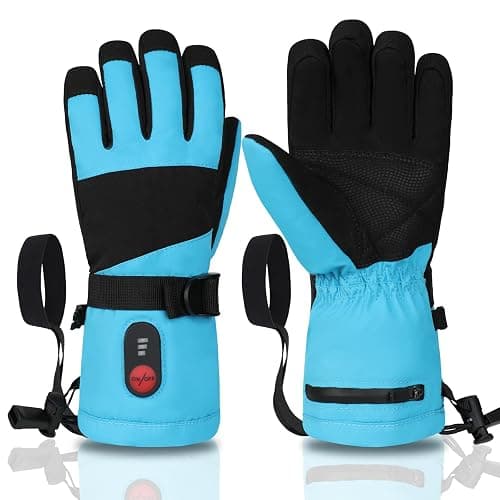 DINSVTA Kids Heated Ski Gloves, 3-Heat Settings, Rechargeable, Water Resistant, Windproof, Ideal for Skiing, Snowball Fights, Cycling - Image 1