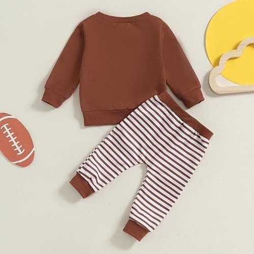 Football Baby Boy Girl Clothes Baby Football Outfit Long Sleeve Sweatshirt Football Pants Cute Fall Winter Outfits thumbnail 7