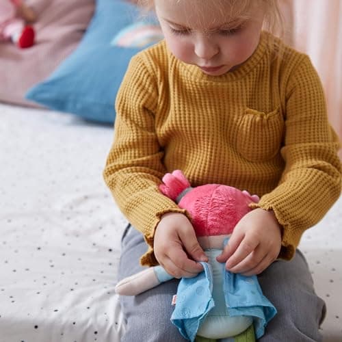 HABA Snug Up Philine - 10" Soft Doll with Embroidered Face, Pink Pigtail and Removable Blue Dress - Machine Washable - Perfect First Doll and Stuffed Cuddle Companion for 18 Months and Up thumbnail 6