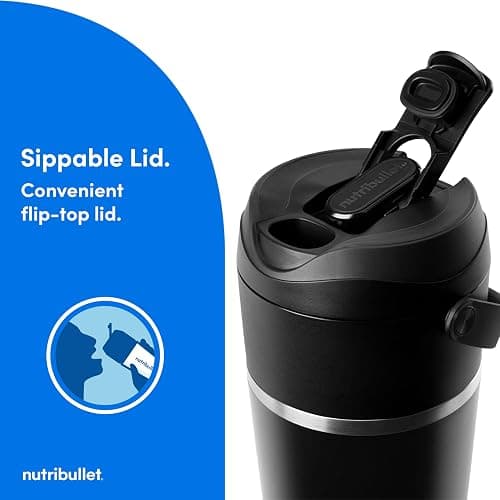 nutribullet Flip Portable Blender with Insulated Cup, Cordless, Black, NBPB50350AK thumbnail 11