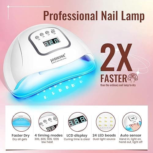 JODSONE Gel Nail Polish Kit with U V Light 32 Colors Gel Polish Nail + 4 Functional Adhesive Bottles Kit Soak Off Manicure Tools Gifts for Women thumbnail 9