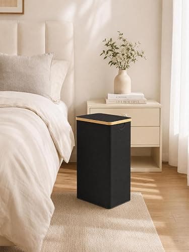 Laundry Hamper with Lid - Waterproof Freestanding Laundry Basket with Removable Liner Bag, Collapsible 110L Large Clothes Storage Laundry Bin with Easy Carry Bamboo Handle for Clothes Organizer thumbnail 8