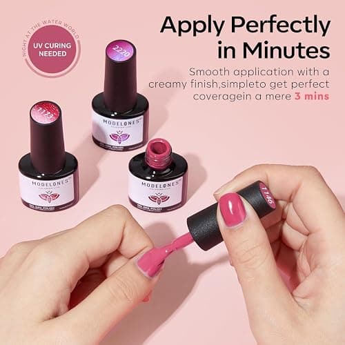 Modelones 32 Pcs Gel Nail Polish Kit, 28 Colors Gel Polish Kit with Glitter Glossy & Matte Top Base Coat Nude Pink Blue Purple Glitter Nails Gifts for Women DIY Salon Home thumbnail 8