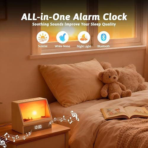 Gemmac Sunrise Alarm Clock Night Light, Hatch Alarm Clock for Adults with Sound Machine Bluetooth Speaker White Noise Sound Machine Sunrise Clock Night Lamp for Nightstands Room Decor Gifts Ideas thumbnail 2