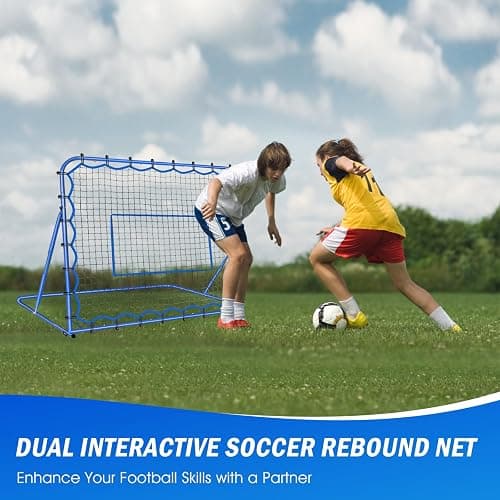 Winthai Soccer Rebounder Net, Quick-Switch Angle Dual-Sided/Dual/Three Mode Easy Setup Soccer Goal Rebounder for Control, Passing Practice, Soccer Training Gifts Aids & Equipment for Kids,Teens&Adults thumbnail 8