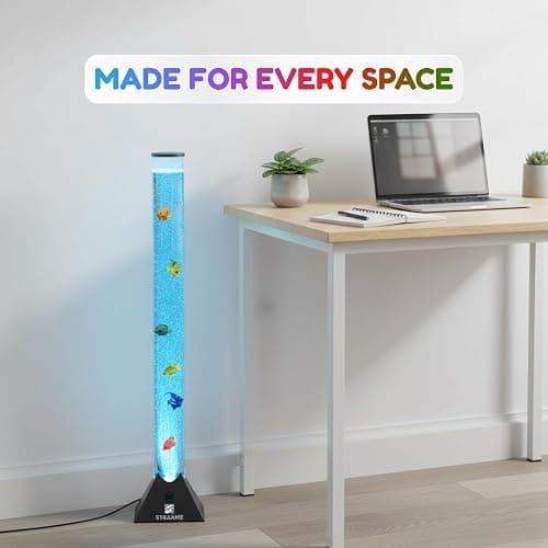 Straame 90cm Bubble Fish Lamp, Colour Changing LED Light, Sensory Room Decor & Mood Lamp, Includes Artificial Tropical Fish, Adjustable Bubble Tube, Plug-in Power, Black Base thumbnail 7