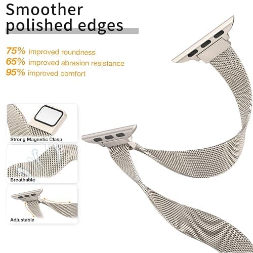MARGE PLUS Slim Milanese Loop Compatible with Apple Watch Band for women 41mm 40mm 38mm 42mm 46mm 45mm 44mm, Stainless Steel Magnetic Mesh Strap work on iWatch Series 11 10 9 8 7 6 5 4 3 & SE 3 2 1 thumbnail 3