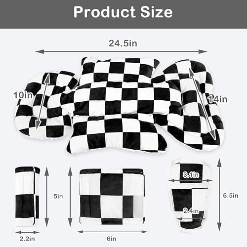DILIMI Infant Car Seat Insert, Baby Car Seat Head Support with 3 Strap Paddings, Soft Newborn Car Seat Cushion for Stroller, Swing, Bouncers, Black Checkered thumbnail 3