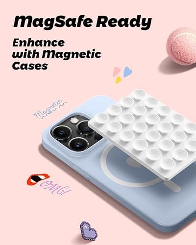 amBand Magnetic Suction Mirror Window Phone Holder, Sticky Grip Double Sided Mount for iPhone, Gym Bathroom Kitchen, Hands-Free for Makeup FaceTime Shower Viewing with MagSafe Accessories, Frost White thumbnail 2